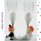 Pareja de Copas Novios Cristal