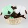 Detalles Boda, Cesta con 2 Perritos de Toalla, Verde y Blanco