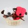 Detalles Boda, Cesta con 2 Perritos de Toalla, Blanco y Rojo