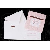 Invitaci&oacute;n boda lazo de raso marr&oacute;n