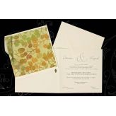 Invitaci&oacute;n boda lazo de organza verde